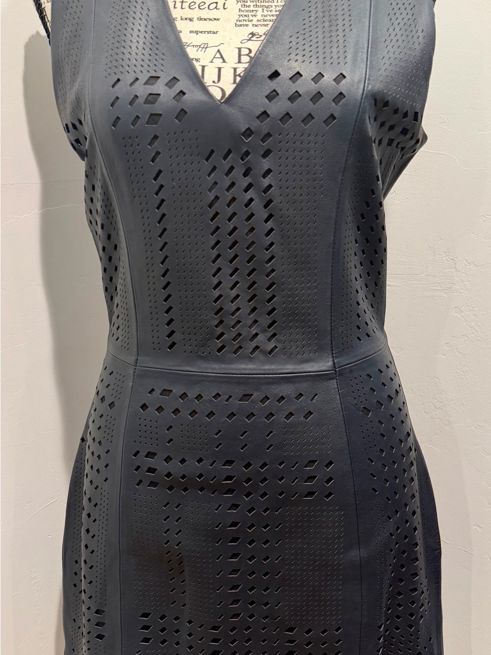 Parker Navy Laser-Cut Mini Dress